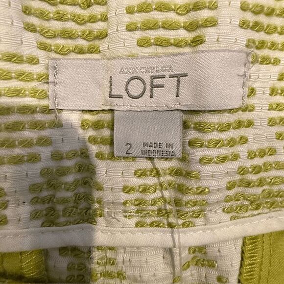 Loft Textured Embroidered Dress Shorts Trouser Shorts Green White Size 2 - Picture 5 of 11